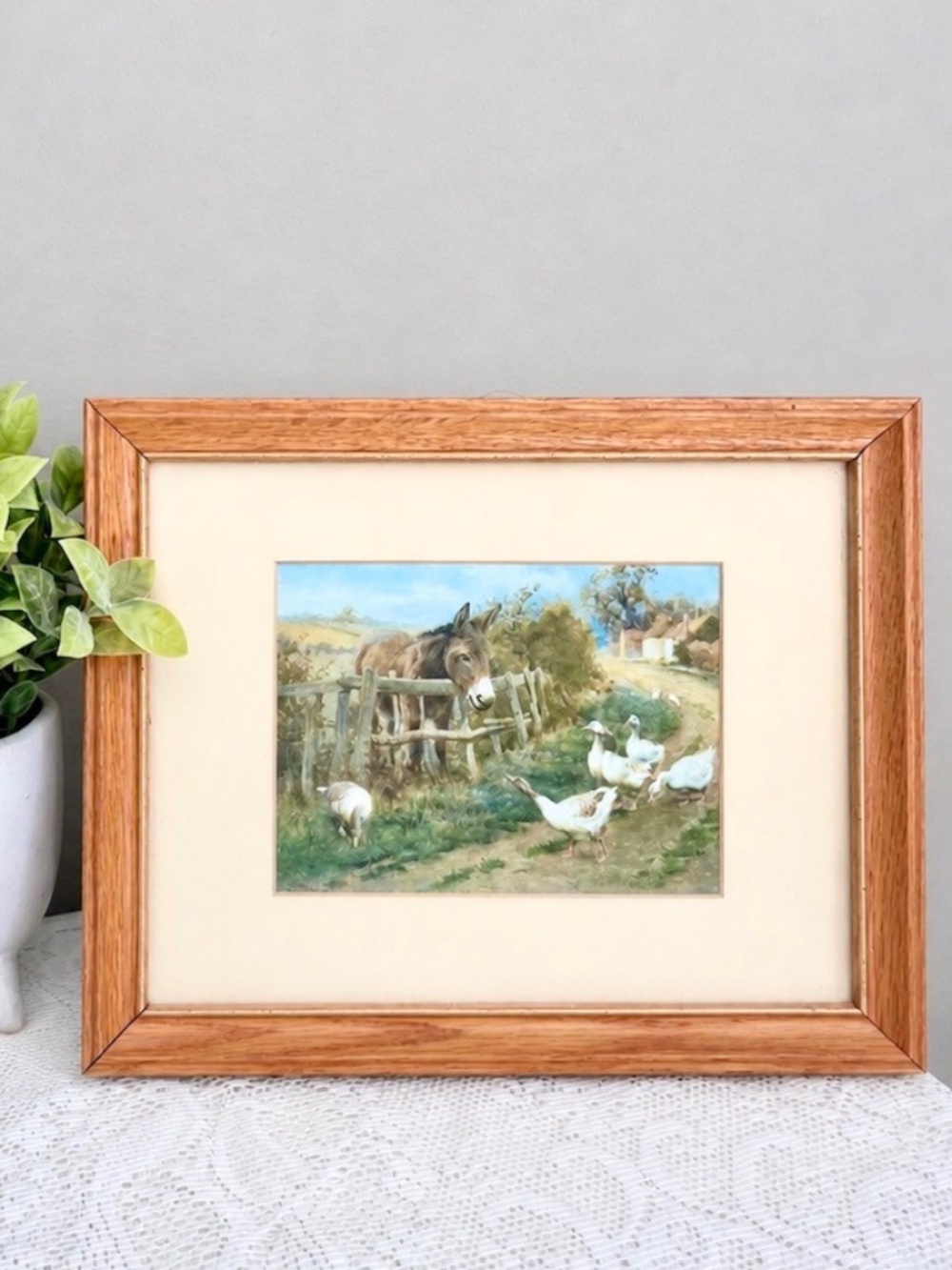Vintage Herbert William Weekes Framed Print - English Countryside with Geese